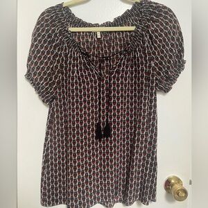 Joie Boho Puff-Sleeve Silk Blouse